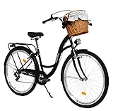 Milord Komfort Fahrrad mit Weidenkorb Hollandrad, Damenfahrrad, Citybike, Retro, Vintage, 26 Zoll,...