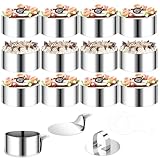 VINATO Set aus 12 Dessertringen inklusive 2 Deckeln und 2 Böden, Edelstahl-Servierring mit 8 cm...