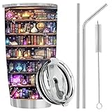 Edelstahl Thermobecher, Geschenk für Bücherliebhaber, Cafe Kaffeebecher, Buch Tasse, Travel Mug...