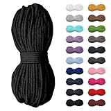 5m Baumwollkordel 5mm, Kordel, Schnur, Turnbeutel, 21 Farben (Schwarz)