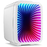 LIGIANT MF01C Mini Kühlschrank mit 7 Lichtmodi & Blinkendem Marquee-Effekt, Leise...