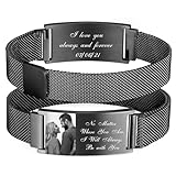 XUANPAI Armband mit Foto Armband Herren mit Gravur - Personalisiertes Partnerarmbänder mit Namen...
