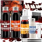 Oukzon Kunstblut Halloween, Halloween Schminke Erwachsene Kinder - 58ml + 58ml Fake Blood, 28ml Blut...