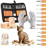 EOJDDPA Holzschnitzwerkzeug Set für Kinder: 12-teiliges ​Schnitzset​ mit Handschuhen –...