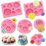 Kisvic 3D Blume Silikon Seifen Form, 6 Stück Rose Blume Fondant Silikon Form, Rose Kerzen...