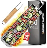 EdelKüche Premium Grillkorb (XXL) aus Edelstahl für Gemüse und Fleisch | Rund, Zylindrisch |...