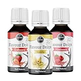 borchers Flavour Drops Probierpaket | je 1 x Himbeere, Erdbeere und Vanille | 3 x 30 ml | 0 Kalorien...