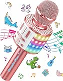 Mikrofon Karaoke 3-15 Jahre, Tragbares Bluetooth Handmikrofon mit LED Licht, Bluetooth Karaoke für...