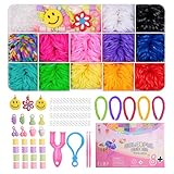 JHWELRG Loom Bänder Set, 12Farben Gummibänder Armbänder,Mini Set für Armbänder DIY Gummi...