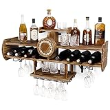 Yorbay Weinregal Palette Beflammt Holz mit 4 Ebenen, Flaschenhalter Flaschenregal Wand...
