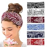 Haarbänder Damen Breite Elastische Weiche 6 Pcs Sommer Boho Stirnband Print Haarschmuck Yoga Sport...