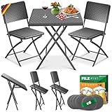 KESSER® Bistroset 3-teilig Balkontisch mit 2 Stühlen | Balkonmöbel Wetterfest & UV-beständig...