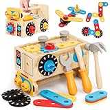Lehoo Castle Werkzeugkoffer Kinder Werkbank Kinderspielzeug ab 2 Jahre, 29 Stück Kinderwerkzeug...