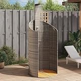 Rantry Gartendusche Grau 100x100x241,5 cm Poly Rattan Akazienholz Au?endusche Model368213