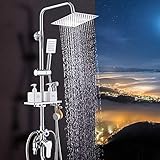 ANXYYDS Regendusche Duschset Chrom eckig Duschsystem Duscharmatur Regenbrause Überkopfbrause...