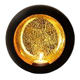 Gadgy Teelichthalter Schwarz Gold - Windlicht Esstisch Deko - Teelichthalter Metall rund - Windlicht...
