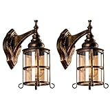 Rustikale Bernstein Glas Wandleuchte 2-Pack, Bronze, industrielle Bauernhaus Lampe Wandleuchter...