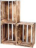 LAUBLUST Vintage Holzkisten 3er Set - Weinkisten & Obstkisten | Aufbewahrungskisten aus Holz -...