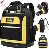 AIRAJ Werkzeugrucksack 43cm, Werkzeugrucksack mit Gummiboden, Robustes 1680D,ergonomischer Rücken,...