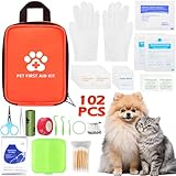 DXiongW Erste Hilfe Set für Hund und Katze 102 Teilen Erste Hilfe für Haustiere mit Zeckenhaken...