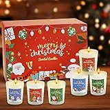 QIANAI 6-teiliges Set Weihnachtskerzen Set, Kerzen Weihnachtsduft, Duftkerze Weihnachten, Christmas...