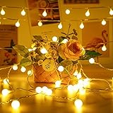 LED Lichterkette Strombetrieben,23M Lichterkette Kugel warmweiß mit Stecker für Außen und...