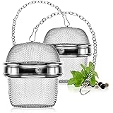 com-four® 2x Teesieb aus rostfreiem Edelstahl 304 - Tee-Ei Ø 6,5 cm für losen Tee, Gewürze und...