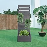 [en.casa] Blumenkasten mit Sichtschutz Heerde Pflanzkasten mit Trennwand 150 x 56 x 38 cm...