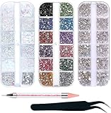 4200 Stück Strasssteine Nägel Nail Art,36 Farben Glitzersteine, Dekorationen Nagelsteine für Nail...