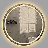 MEFFEE Runder beleuchteter LED-Badezimmerspiegel zur Wandmontage,Kosmetikspiegel mit...