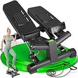 Ultrasport Stepper für Zuhause, Mini Fitness, 2 in 1 Up-Down Swing Steppe mit Power Ropes und LCD...
