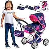 Kinderplay Puppenwagen ab 1 2 3 Jahre Kinderwagen Spielzeug - 3 in 1, Puppenwagen mit...