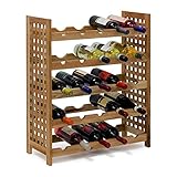Relaxdays Weinregal Walnuss für 25 Flaschen HxBxT: 73 x 63 x 25 cm Flaschenregal Holz aus...
