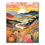 YALKIN Malen Nach Zahlen Erwachsene, Paint by Numbers Malen Nach Zahlen, DIY Landschaft mit Pinseln...