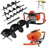 Motorbohrmaschine mit Verbrennungsmotor, 62 cm³, 5,2 PS, Benzin-Öl-Gemisch DEMON mit 3 Spitzen...