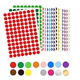 1536 Stück Runde Klebepunkte 15mm selbstklebende Punktaufkleber 16 Farben Farbkodierung Etiketten...