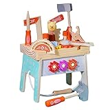 LEEINTO Für Spielzeug Set Für Kinder Kleinkinder Holzwerkzeug Werkbank Werkstatt Zum Spielen...