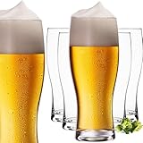 PLATINUX Biergläser 500ml (max. 640ml) aus Glas Set 6-Teilig Bierseidel Weizengläser hohes...