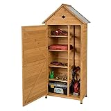 COSTWAY Gartenschrank Holz, Geräteschuppen wetterfest, Geräteschrank mit 4 Regalböden und...