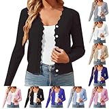 Strickjacke Damen Sommer Elegant Cardigan Langarm Jacke Vorne Offen Herbstjacke Leichte Damen...