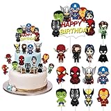 Superhelden Tortendeko Set - Happy Birthday Cupcake Toppers für Junge und Mädchen - Muffin...