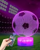 Fussball Geschenke Jungen Kinder Mädchen, 3D Nachtlicht Optische Täuschungs Deko lampe mit 16...