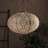Lights4fun LED Solar Lampion Oval Tyvek Marokkanische Laterne Außenbereich