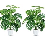 Yuanlne 2er Set Kunstpflanzen Monstera mit Topf, 70cm künstliche Pflanzen, Fake Pflanzen Für...