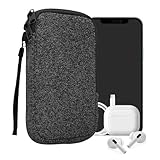 kwmobile Handytasche für Smartphones L - 6,5' - Neopren Handy Hülle Anthrazit Weiß - Handy Tasche...