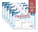 Häfft Vokabel-Karten A8 Englisch liniert, 500 Stück | 2 Seiten: Englisch/Deutsch | Ampel-Prinzip...