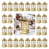 Staymoment Mini LED Laterne outdoor: 24er Set 9 cm super klein Gold Laterne Deko mit LED Kerze als...