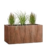 Pflanzwerk® Pflanzkübel TUB Rost Braun 45x100x45cm XXL – Rechteckig – Großer Fiberglas...