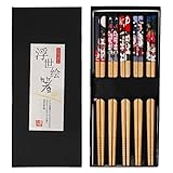 Essstäbchen, 5 Paar Stäbchen Japanisch Chopsticks Stäbchen Zum Essen Sushi Stäbchen Bambus...