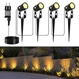GuKKK Gartenbeleuchtung, 4er Set Gartenstrahler, Außenleuchten Netzbetriebene 13m 12V...